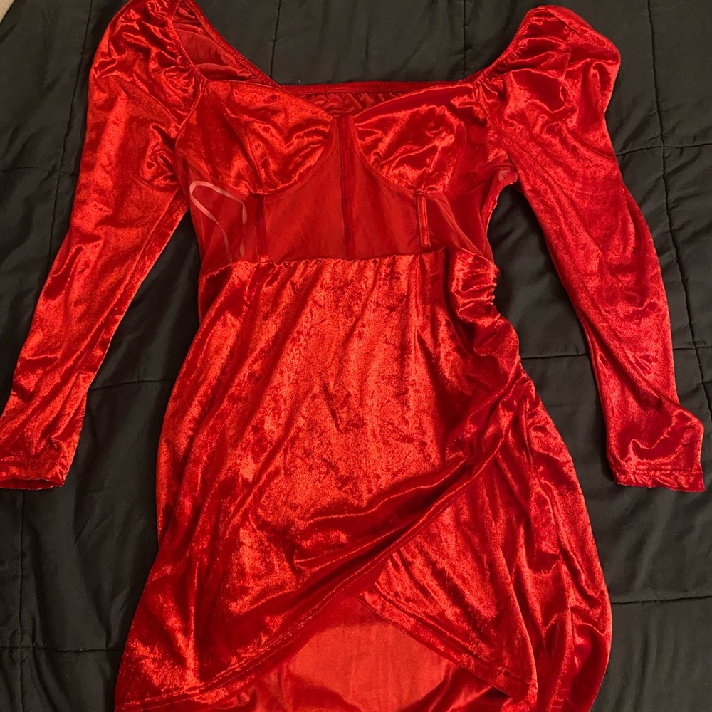 SHEIN Red Bodycon Long Sleeve Dress